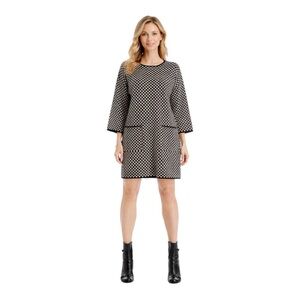 NWT MAX STUDIO Black Bone Cross Double‎ Knit Sweater Dress, Size Medium